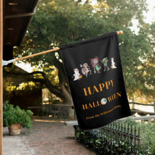 Modern Happy Halloween House Flag