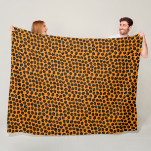 Modern Happy Halloween Orange Pumpkin Fleece Blanket