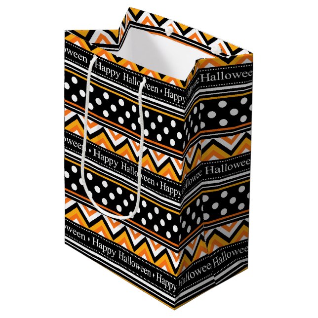Modern Happy Halloween Pattern Medium Gift Bag (Front Angled)