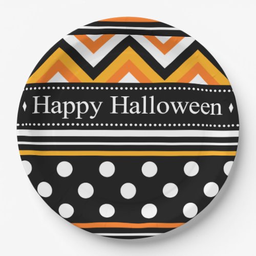 Modern Happy Halloween Pattern Paper Plates