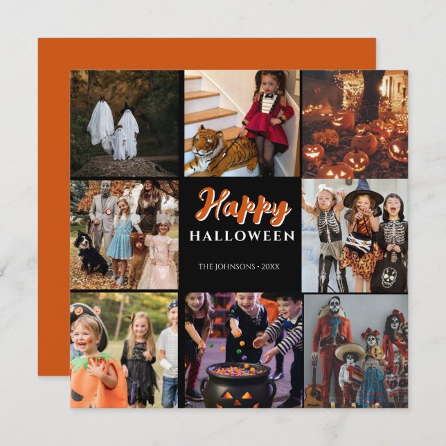 Modern Happy Halloween Photo Card (Front/Back)