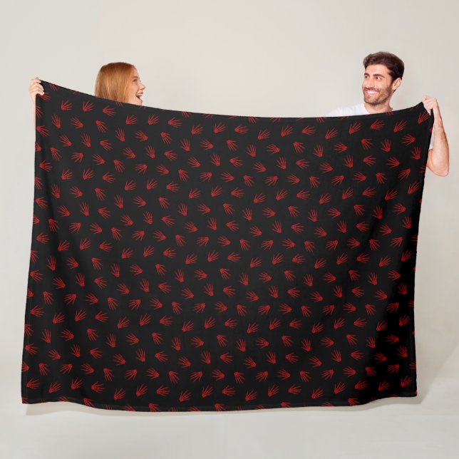 Modern Happy Halloween Red Skeleton Fleece Blanket (In Situ)