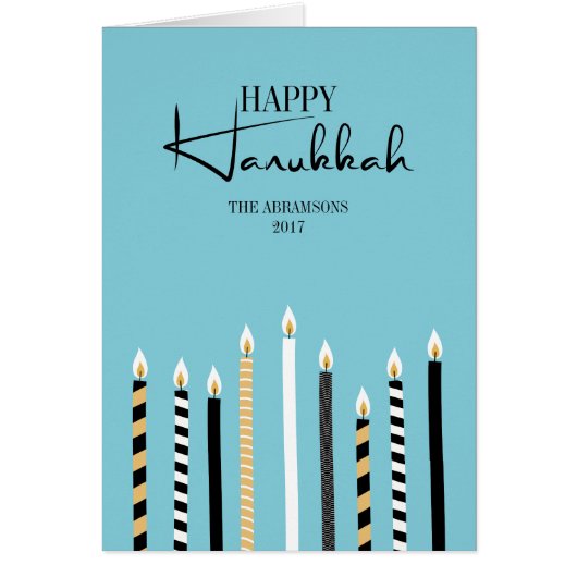 Modern Happy Hanukkah Candle Holiday Greeting Card (Front)