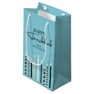 Modern Happy Hanukkah Candles Holiday Gift Bag