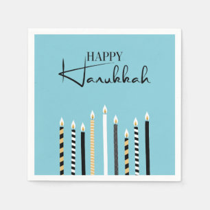 Modern Happy Hanukkah Candles Holiday Napkins