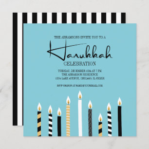Modern Happy Hanukkah Candles Holiday Party Card