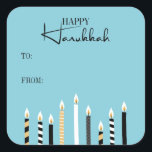 Modern Happy Hanukkah Candles Holiday Sticker<br><div class="desc">Personalize the custom text above. You can find additional coordinating items in our "Modern Happy Hanukkah Candles" collection.</div>