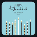 Modern Happy Hanukkah Candles Holiday Sticker<br><div class="desc">Personalize the custom text above. You can find additional coordinating items in our "Modern Happy Hanukkah Candles" collection.</div>