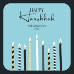 Modern Happy Hanukkah Candles Holiday Sticker<br><div class="desc">Personalize the custom text above. You can find additional coordinating items in our "Modern Happy Hanukkah Candles" collection.</div>