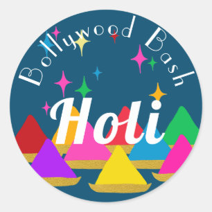 Modern Happy Holi Hindu Festival Colors Design Classic Round Sticker