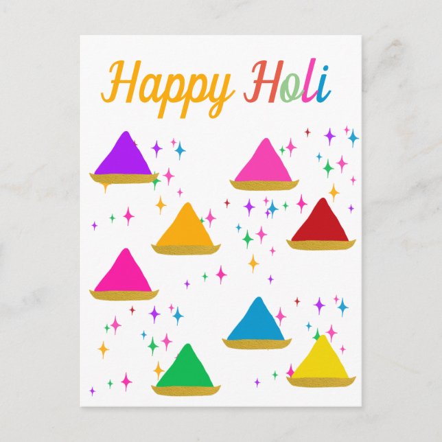 Modern Happy Holi Hindu Festival Colors Design  Postcard (Front)