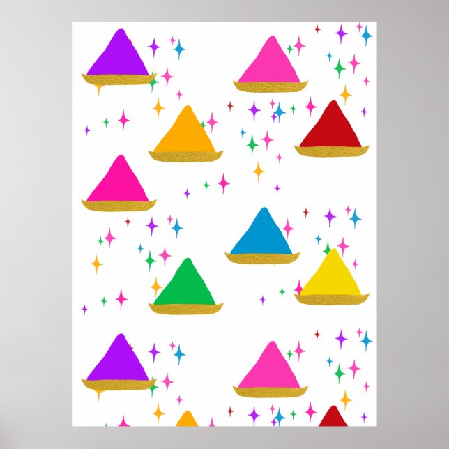 Modern Happy Holi Hindu Festival Colors Design Poster (Front)
