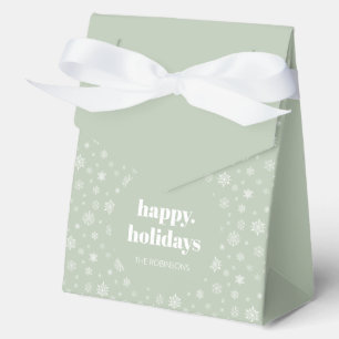 Modern Happy Holiday Sage Green Snowflake Pattern Favor Boxes