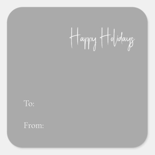 Modern Happy Holiday Silver To From Square Sticker