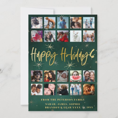 Modern Happy Holidays 20 photo collage Holiday Card