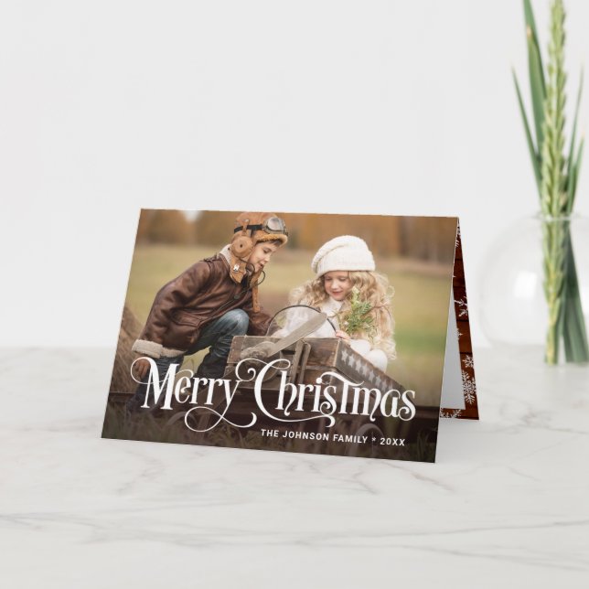 Modern Happy Holidays 2 PHOTO Christmas Card (Front)