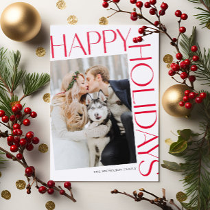 Modern Happy Holidays Angled Christmas Letterpress Photo Cards