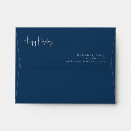 Modern Happy Holidays  Blue Card Envelope