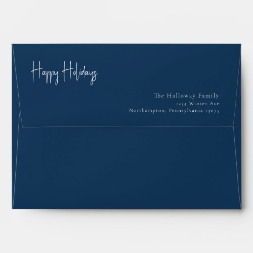 Modern Happy Holidays  Blue Invitation Envelope