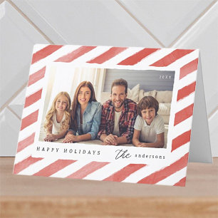 Modern Happy Holidays Christmas Family Photo Holiday Card