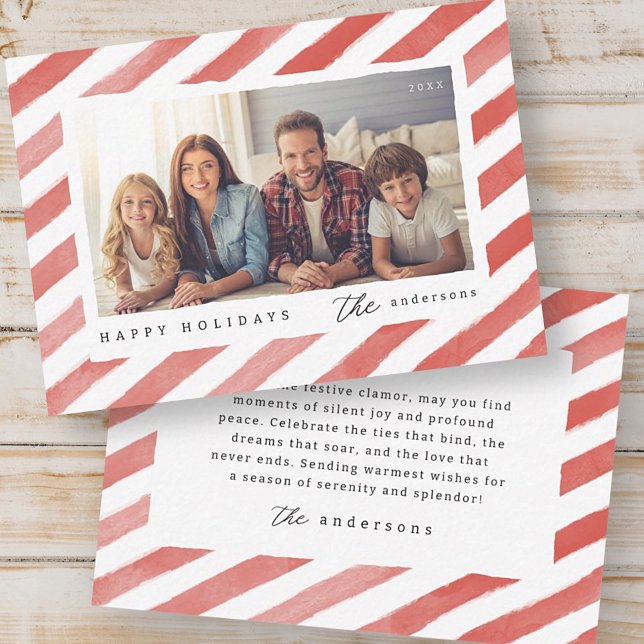 Modern Happy Holidays Christmas Family Photo Note Card (Creator Uploaded)