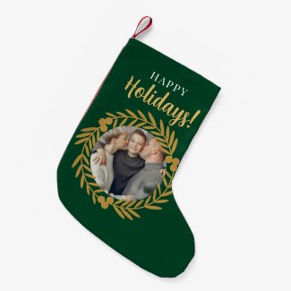 Modern Happy Holidays Christmas Family Photo