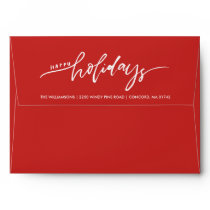 Modern Happy Holidays Custom Red Return Address Envelope Modern Happy Holidays Custom Red Return Address Envelope