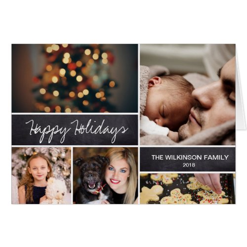 Modern Happy Holidays Family Photo Collage