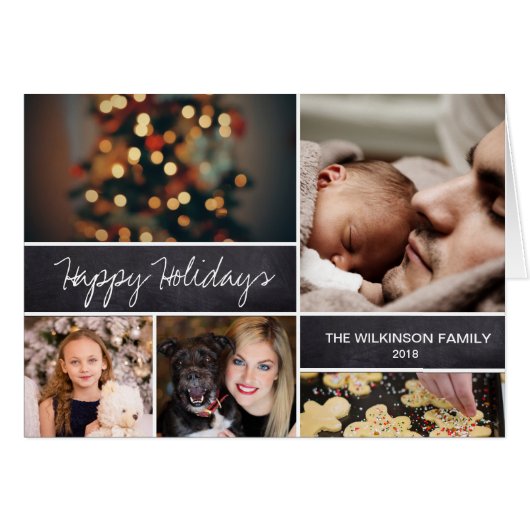 Modern Happy Holidays Family Photo Collage (Front Horizontal)
