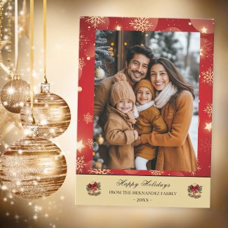 Modern Happy Holidays Family Photo 