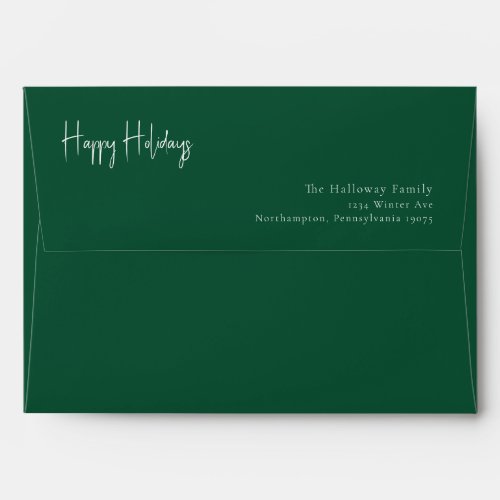 Modern Happy Holidays  Green Invitation Envelope