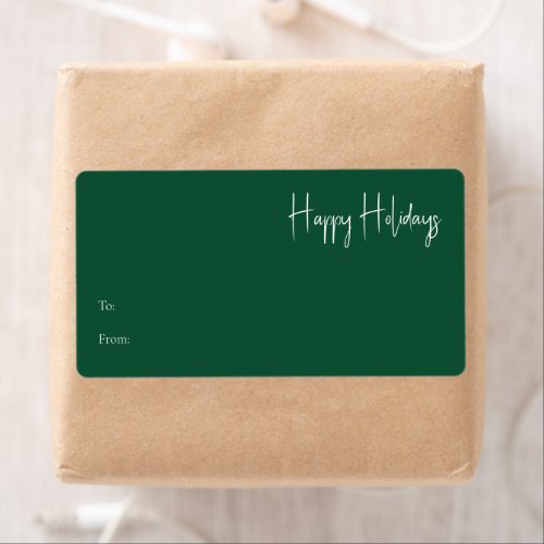 Modern Happy Holidays  Green Rectangle Gift Label