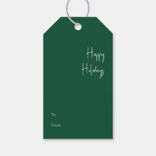 Modern Happy Holidays Green To From Gift Tags