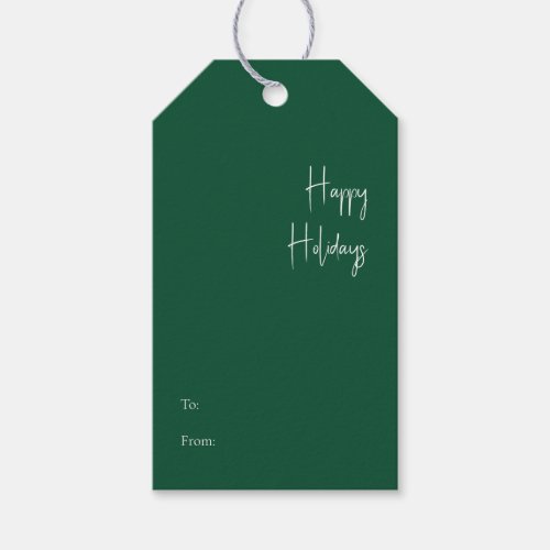 Modern Happy Holidays  Green To From Gift Tags