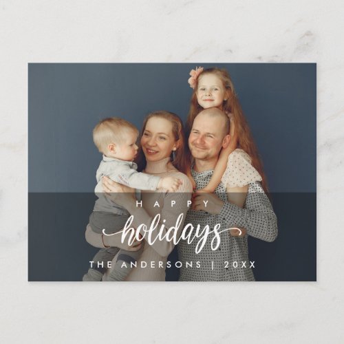 Modern Happy Holidays Greeting Family Photo Postcard