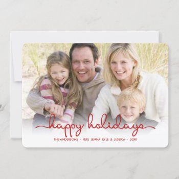Modern Happy Holidays Hand Script Flat Photo Card by HolidayInk at Zazzle