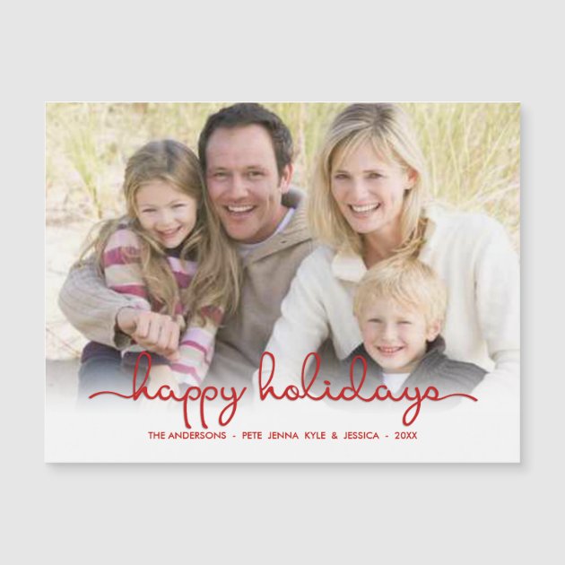 Modern Happy Holidays Hand Script Flat Photo Card