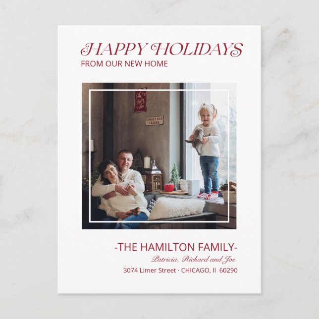 Modern Happy Holidays Moving Announcement Photo (Front)