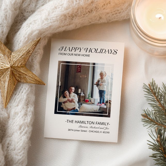 Modern Happy Holidays Moving Announcement Photo (Creator Uploaded)