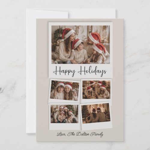 Modern Happy Holidays Multi Photo Collage Holiday Card