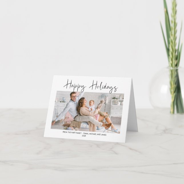 Modern Happy Holidays Photo Christmas Card (Front)