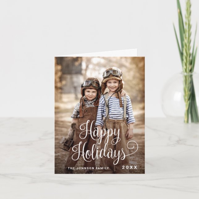 Modern Happy Holidays PHOTO Christmas Greeting Card (Front)