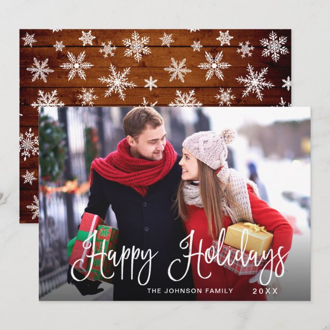 Modern Happy Holidays PHOTO Christmas Greeting Holiday Card (Front/Back)
