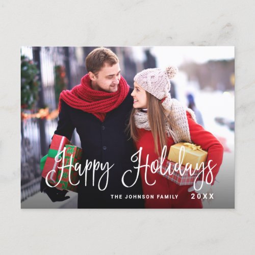 Modern Happy Holidays PHOTO Christmas Greeting Postcard