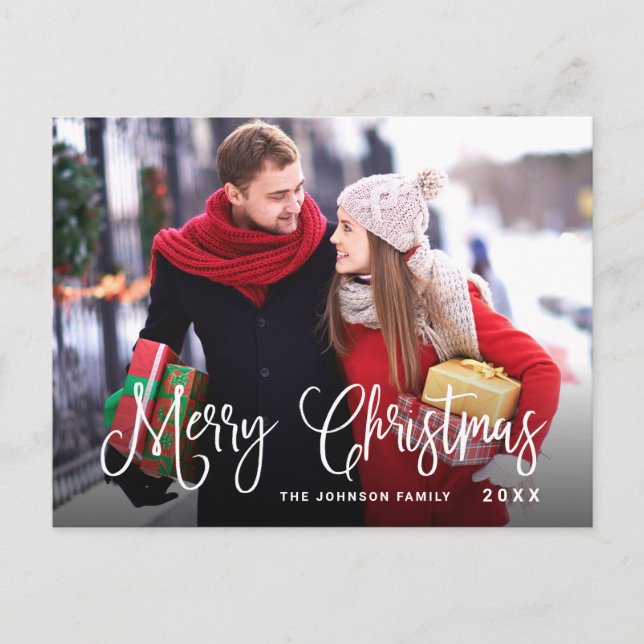 Modern Happy Holidays PHOTO Christmas Greeting Postcard (Front)