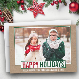 Modern Happy Holidays Photo Kraft Holiday Card