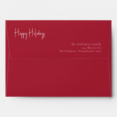 Modern Happy Holidays  Red Invitation Envelope