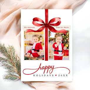 Modern Happy Holidays Red Minimalist Holiday Card