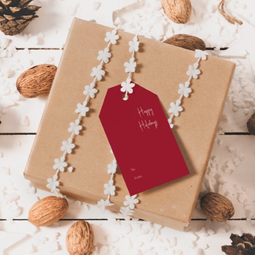 Modern Happy Holidays  Red To From Gift Tags