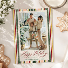 Modern Happy Holidays Retro Stripes 1 Photo